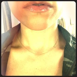 Asymmetrical 14k yellow gold “L” necklace 16”